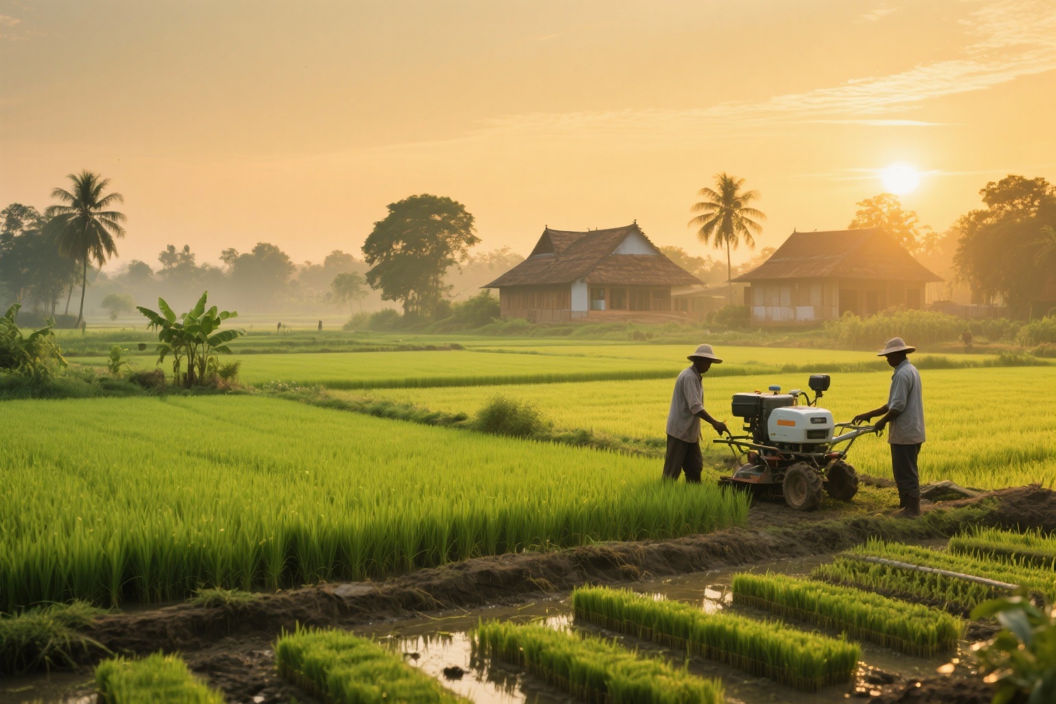 Modern agricultural landscape in Bangladesh with sustainable farming practices
