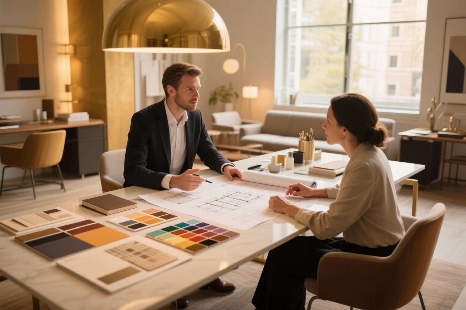 Professional consultation scene in modern design office