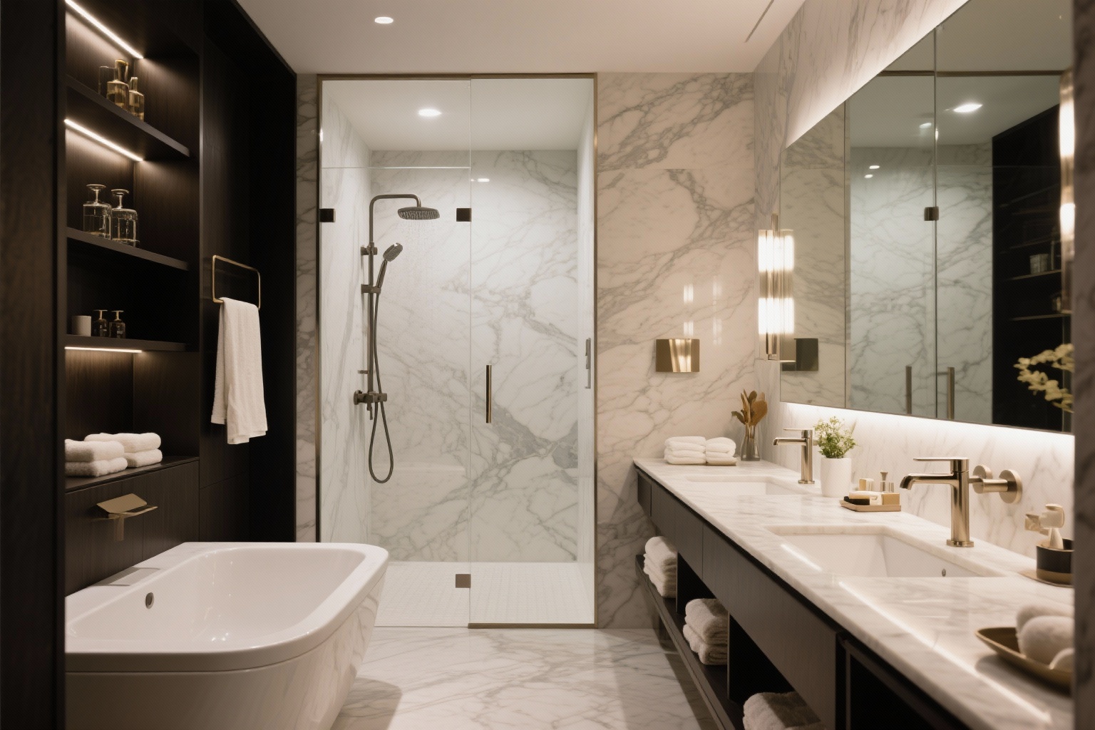 Luxury bathroom spa retreat with modern fixtures