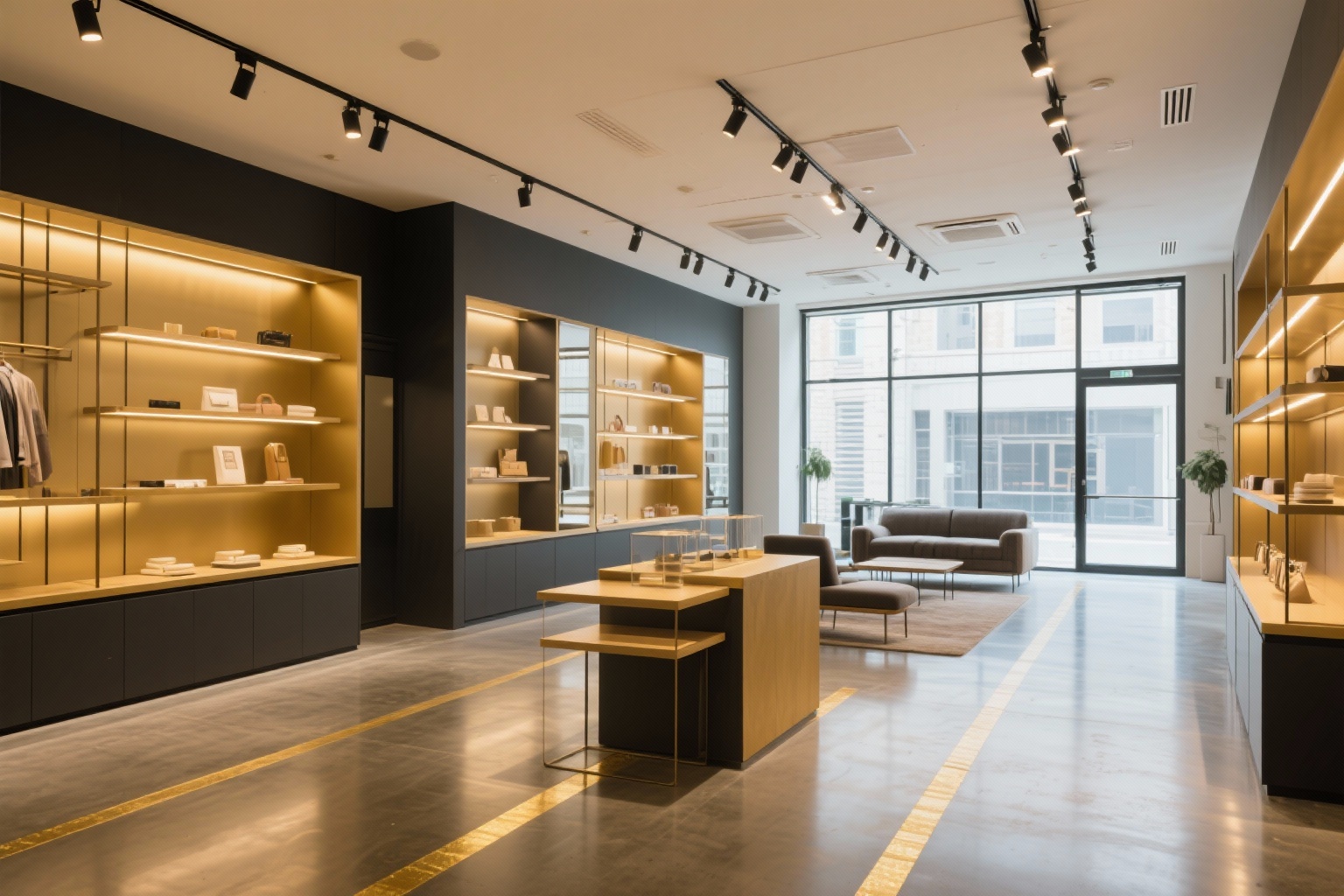 Commercial retail space interior with modern fixtures